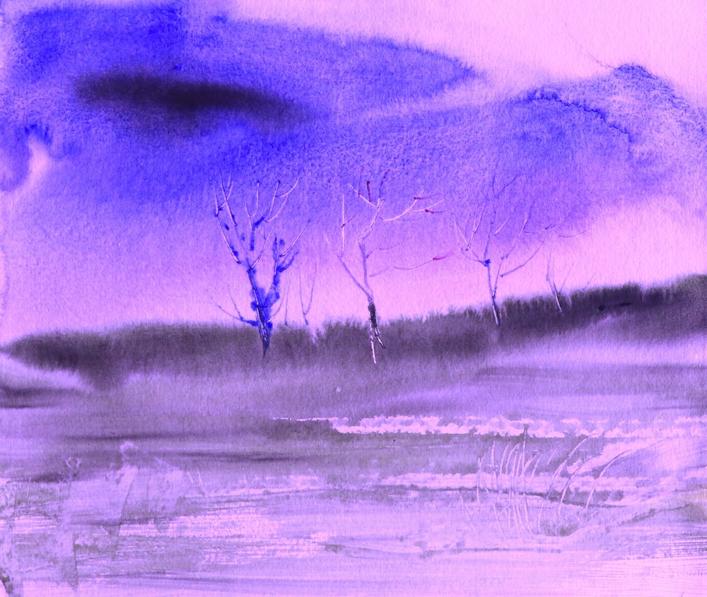 紫色の冬の風景 作： 