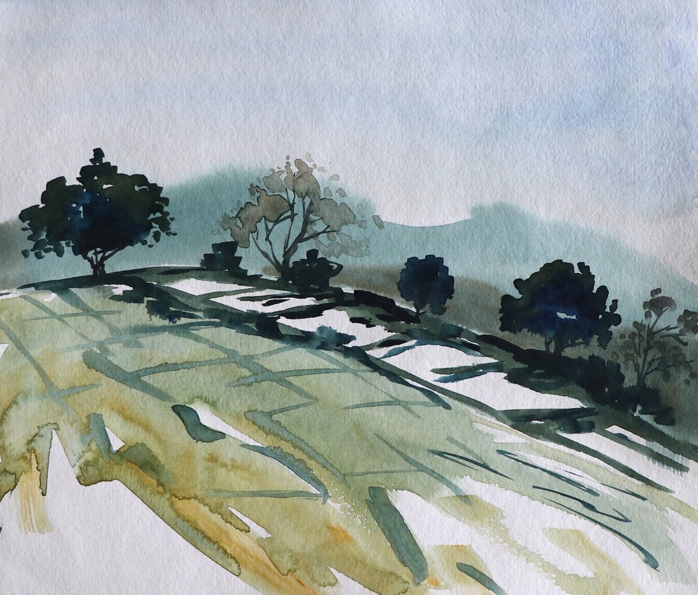 静かな丘陵の風景 作： 