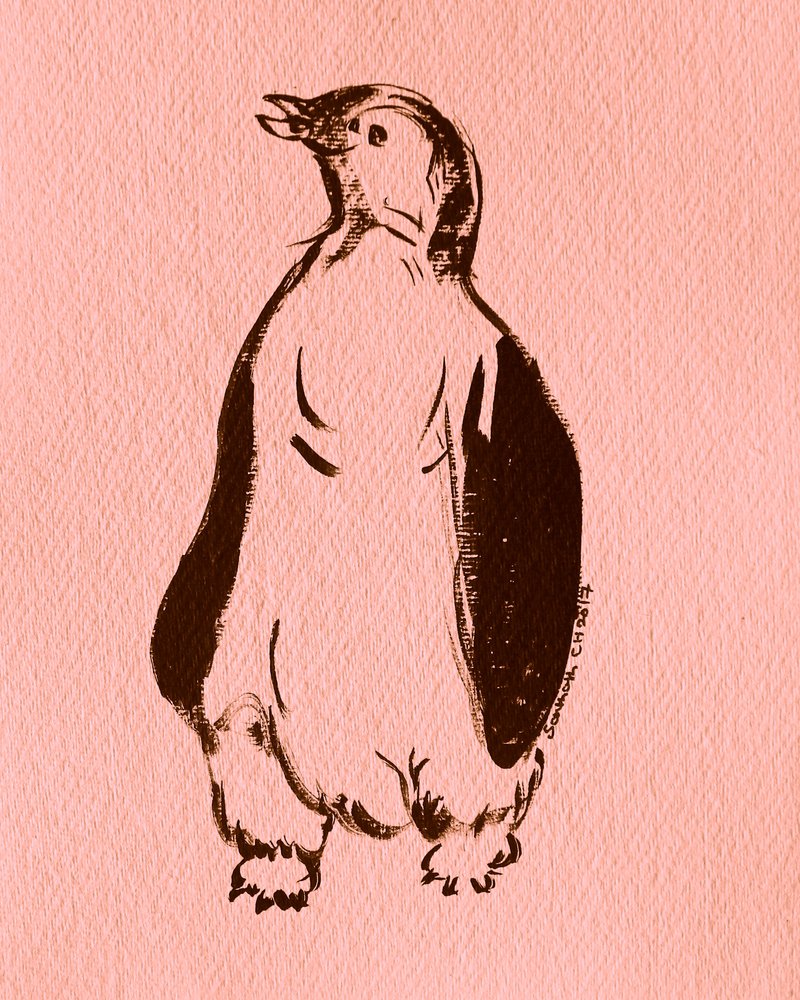 風変わりな立つペンギン 作： 