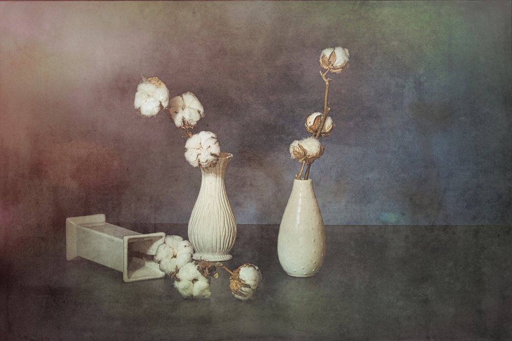 天然コットン製の花瓶 作： 