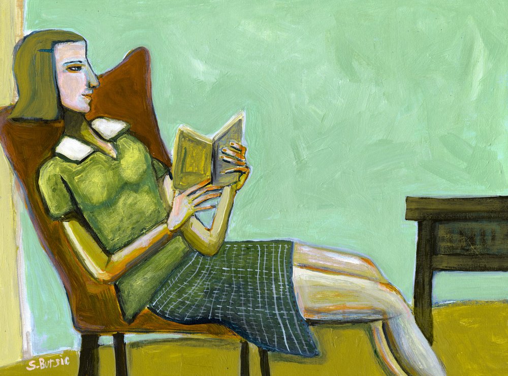静かに読書をする女性 作： 