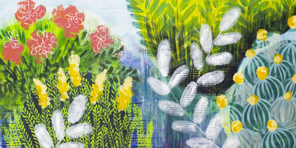 色彩豊かな庭の花々 作： 