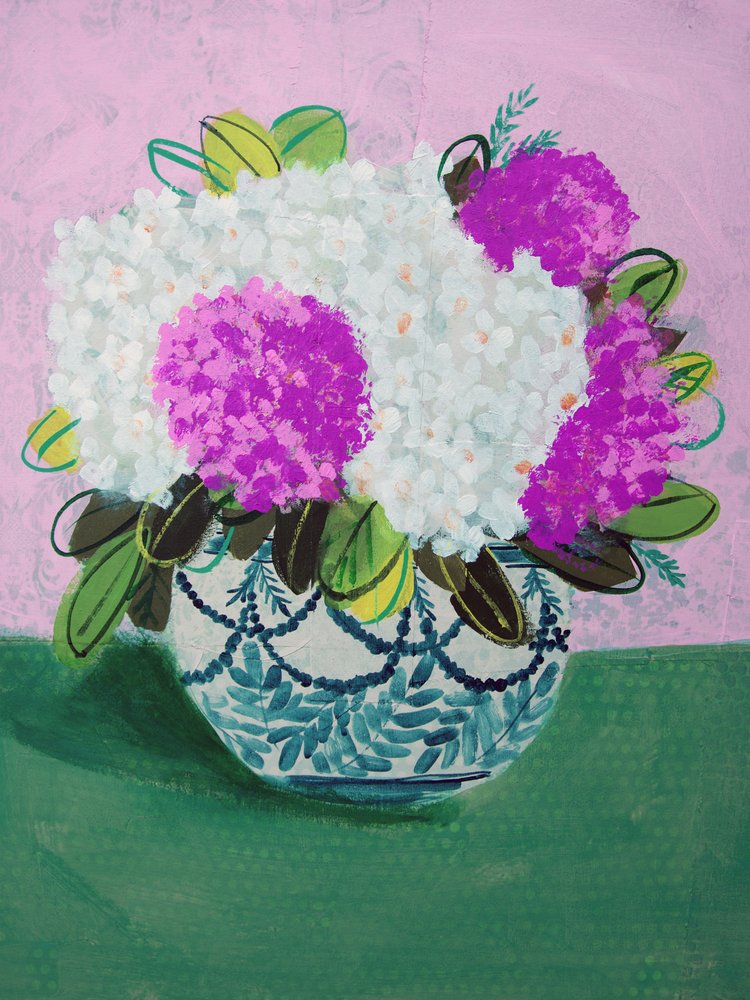 色鮮やかなアジサイの花瓶 作： 