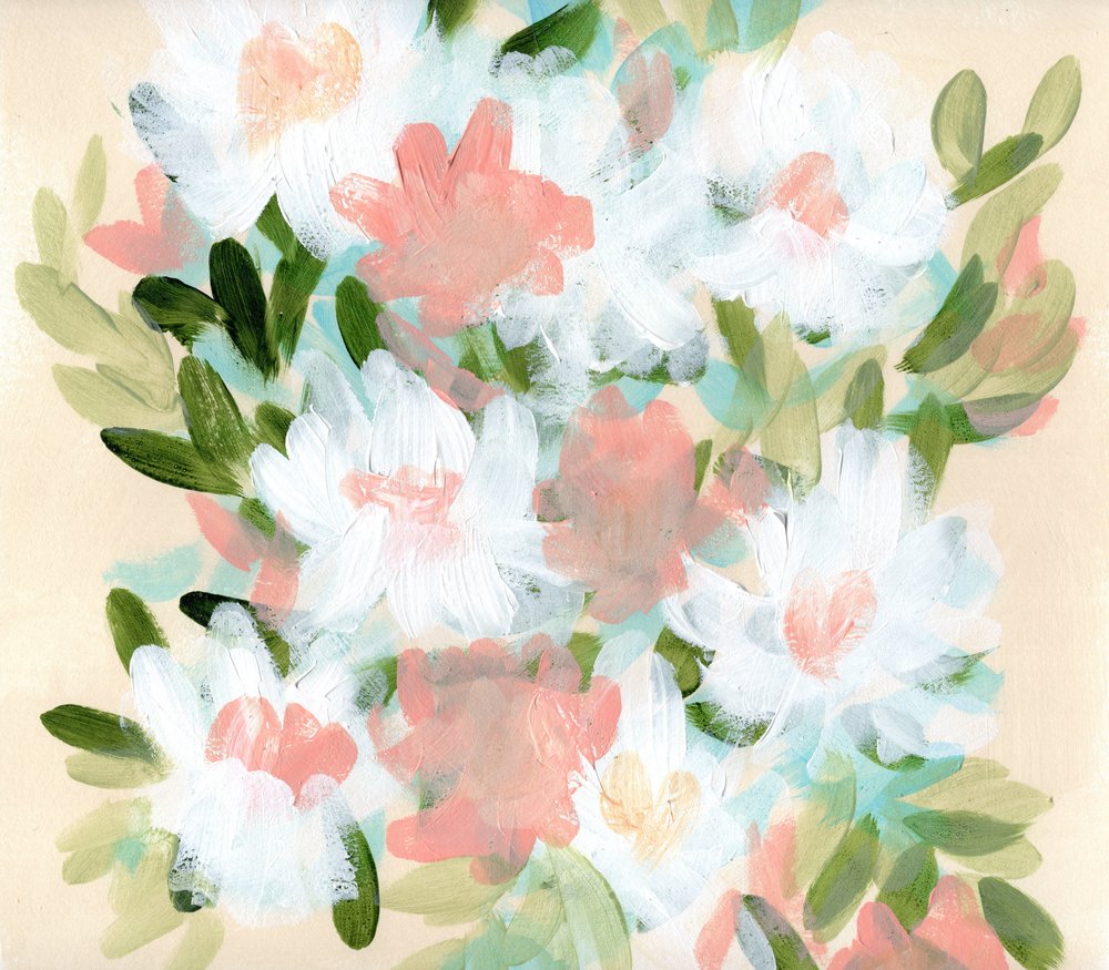 パステル調の抽象花画 作： 