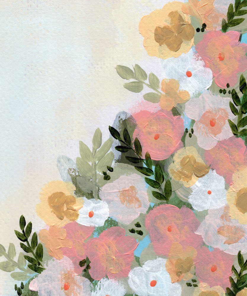 やわらかなパステル調の花々 作： 