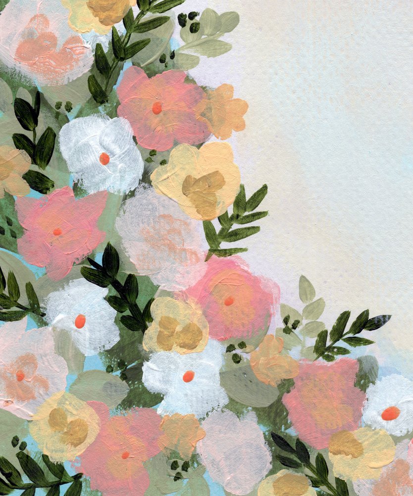 やわらかなパステルの花々 作： 
