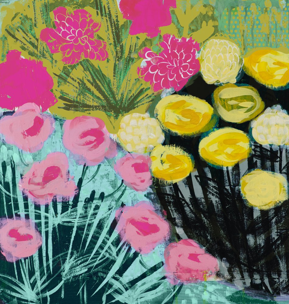 鮮やかな花の抽象画 作： 