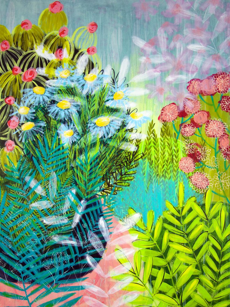 鮮やかな庭の花々 作： 