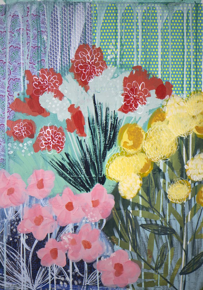 鮮やかな庭の花々 作： 