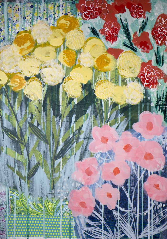 鮮やかな庭の花々 作： 