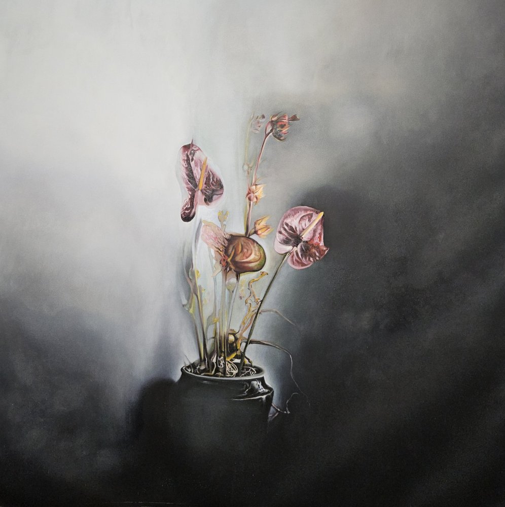 陰鬱な植物の静物画 作： 