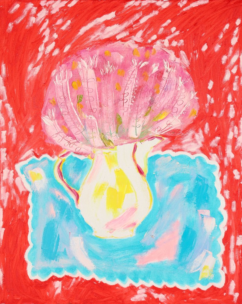 鮮やかな花柄のピッチャー 作： 