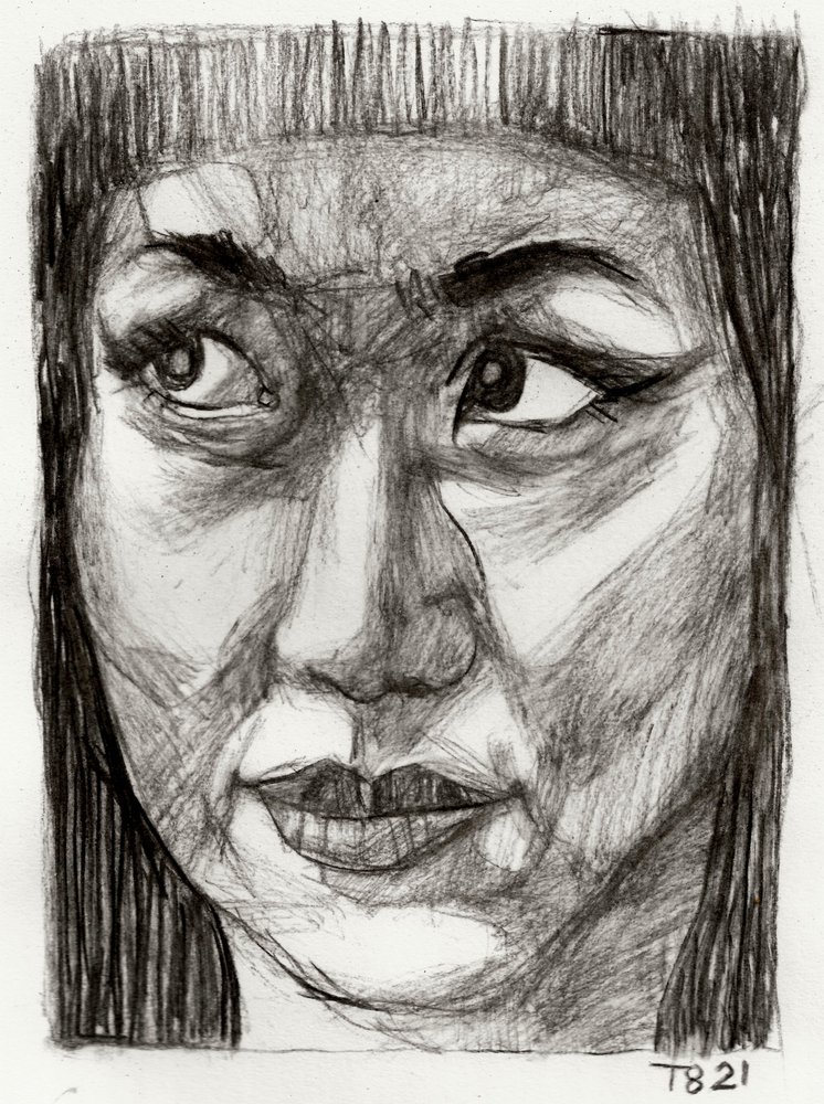 物思いにふけるアジア人女性のイラスト 作： 