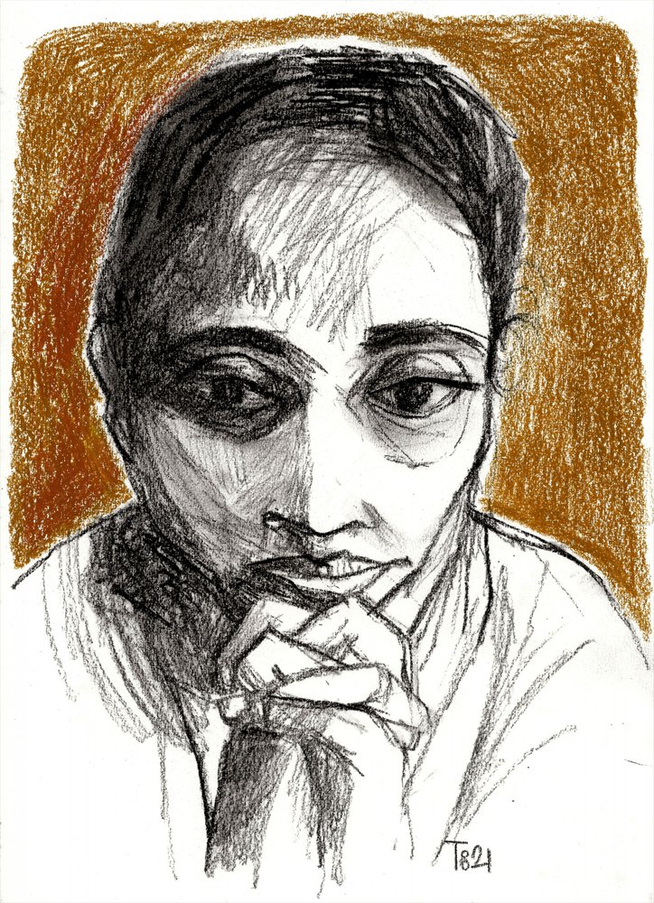 思索にふける女性の絵 作： 