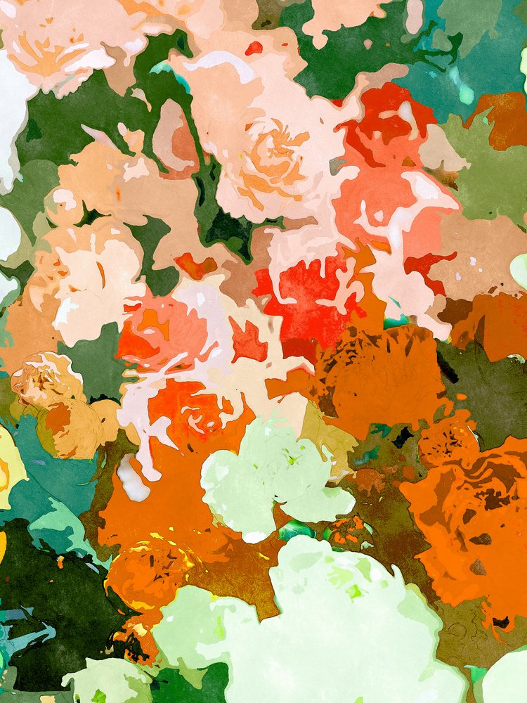 色鮮やかな庭の花々 作： 