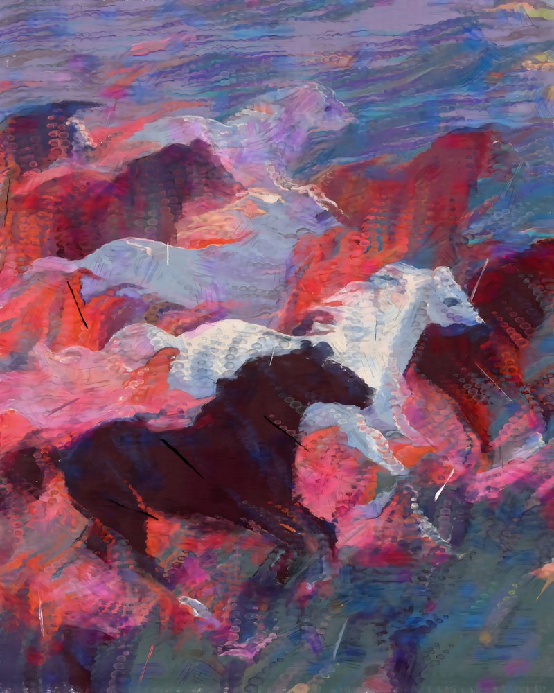 躍動感あふれる走る馬たち 作： 