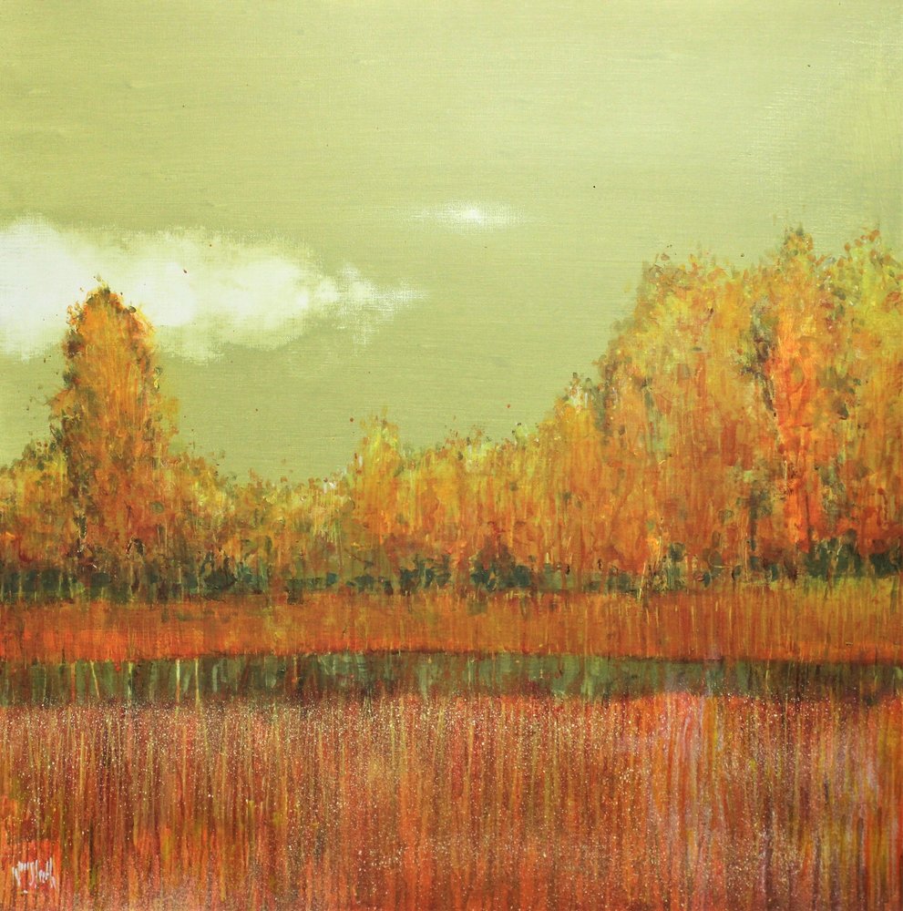 秋の湿地の反映 作： 