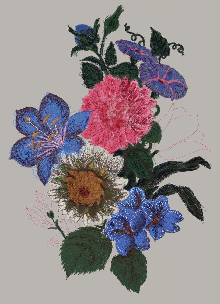 生き生きとした花のイラスト 作： 