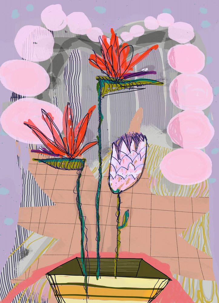 鮮やかな熱帯の花々 作： 