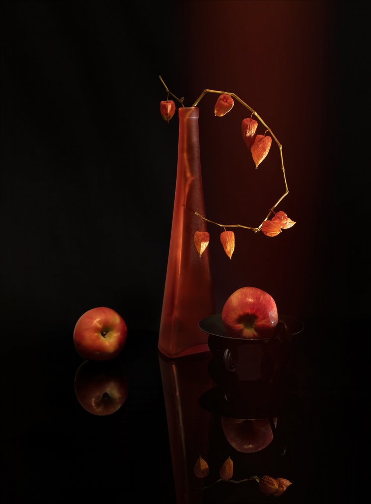 鮮やかな静物画「リンゴ」 作： 