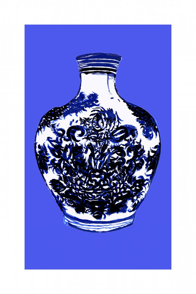 青と白の花瓶 作： 