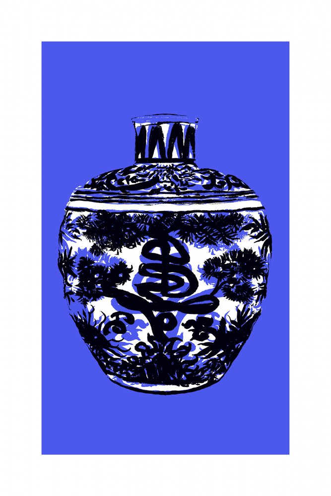 中国製青磁の壺 作： 