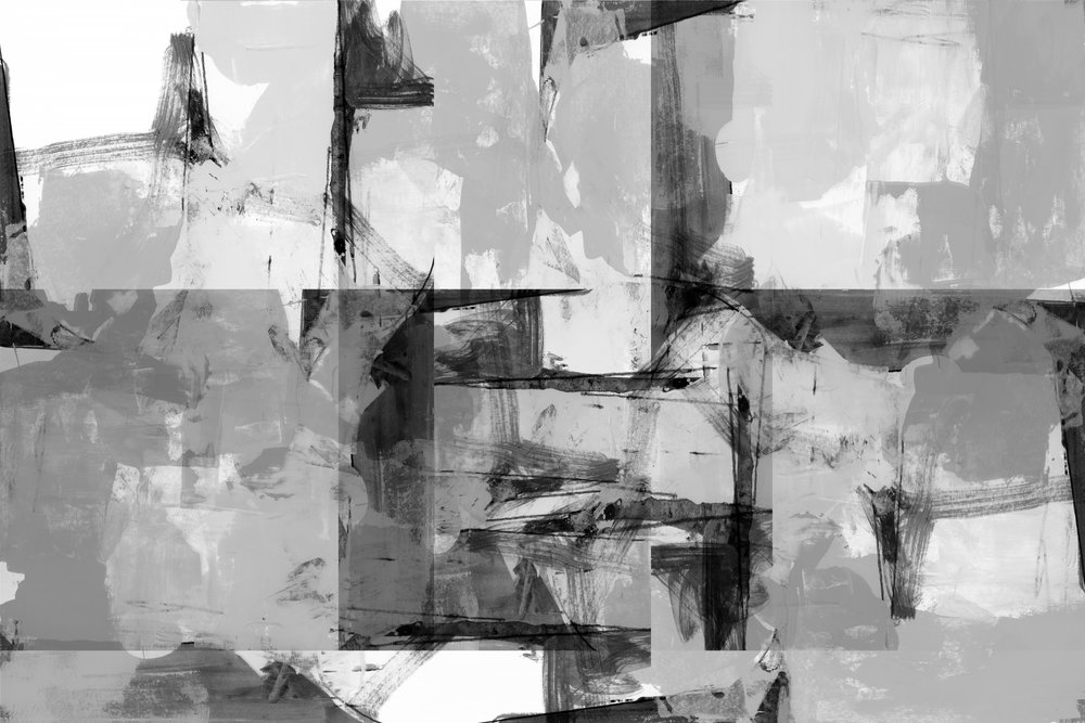 ダイナミックなグレースケールの抽象画 作： 