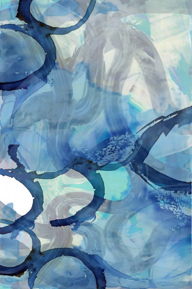 流動的な青の抽象画 作： 