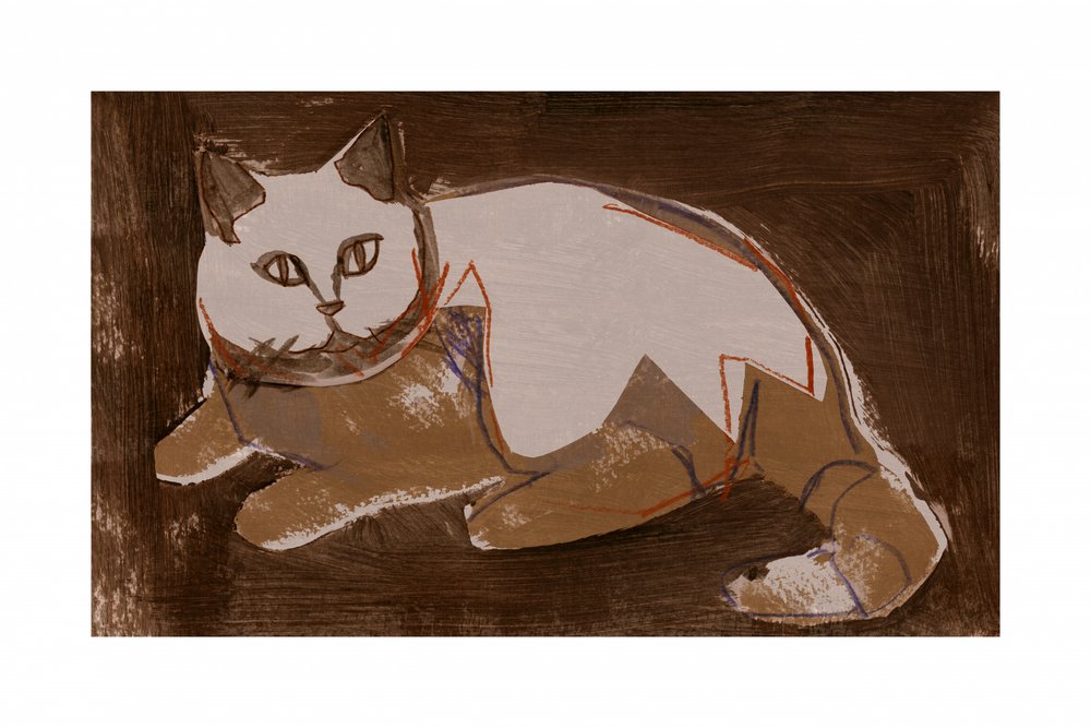 現代の猫がくつろぐ 作： 