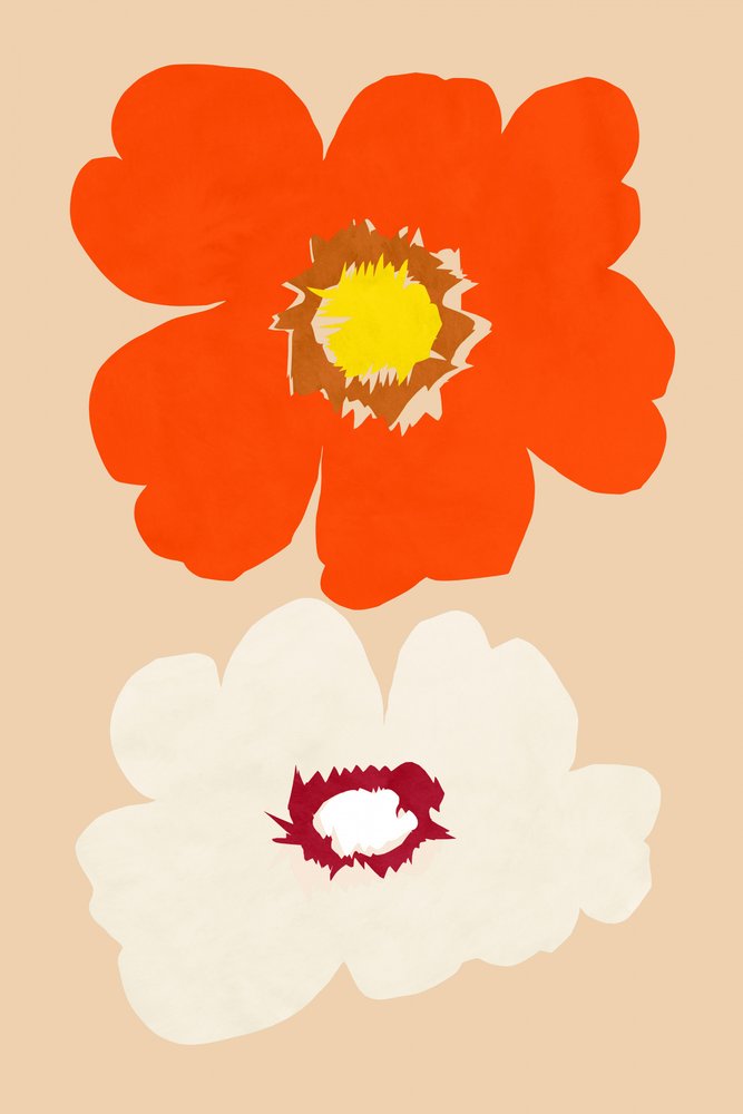 オレンジと白の花 作： 