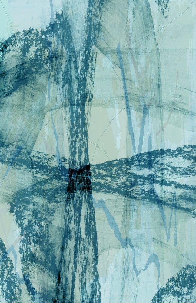 質感のあるブルーの抽象画 作： 
