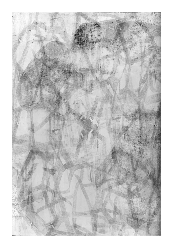 質感のあるモノクロの抽象画 作： 