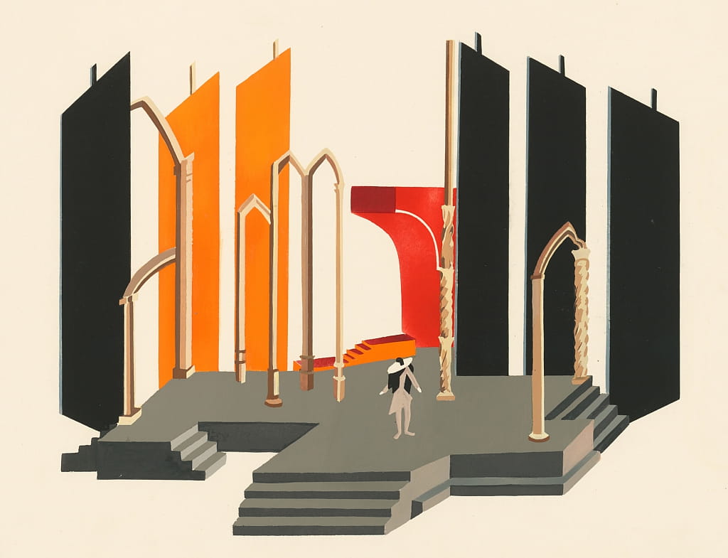 Décors de Théâtre のポートフォリオからの風光明媚なデザイン、1930 年。                                    アート作品の設定をする