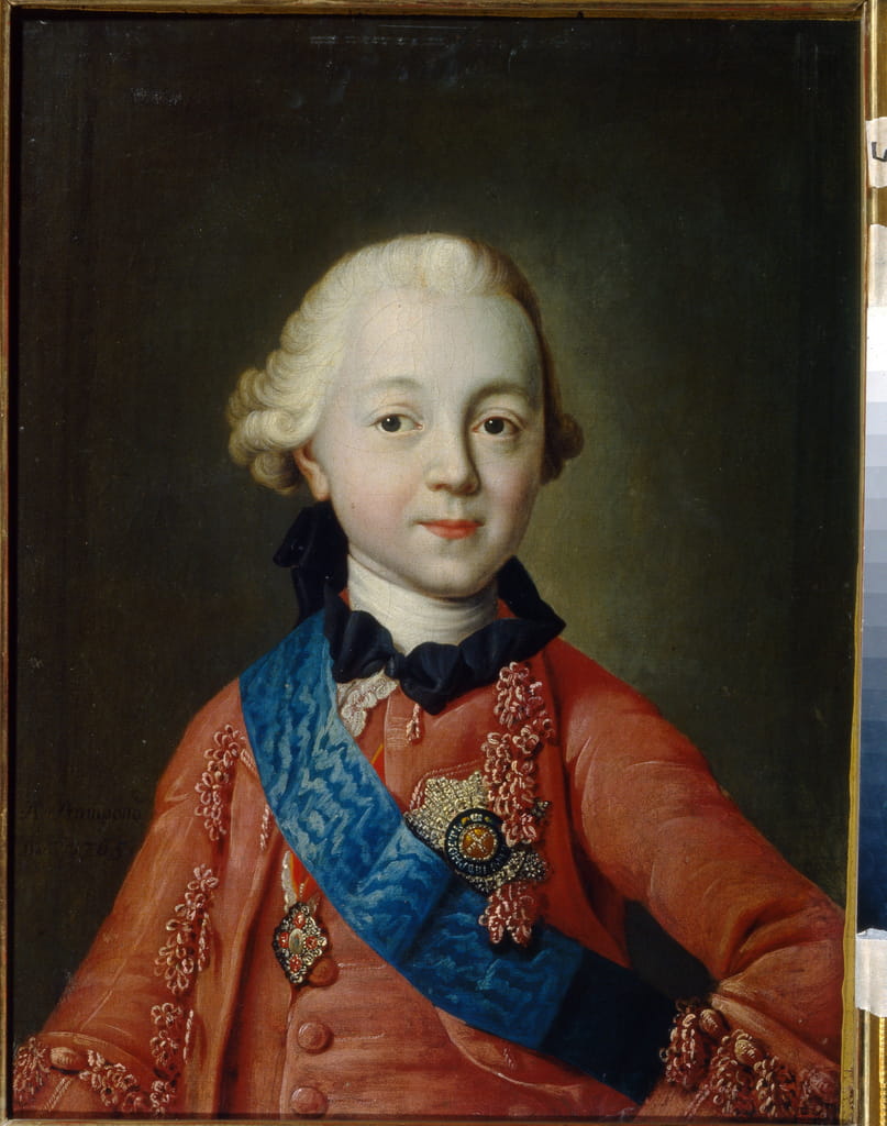 子供の頃のパーヴェル・ペトロヴィッチ・ロマノフ大公 (17541801) の肖像画。 彼はパウロ一世の名でロシアのツァーリとなる。 （パベル