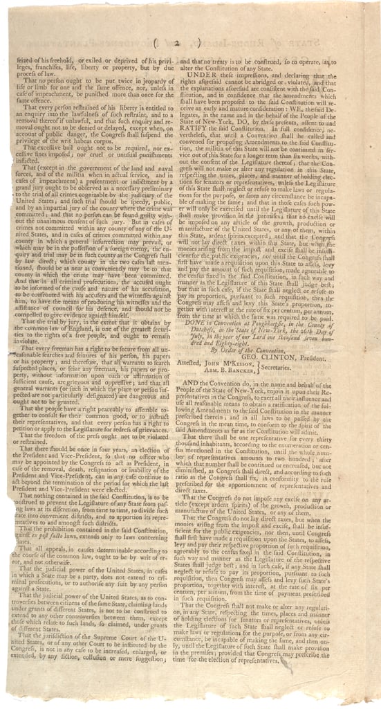 1788年10月の憲法修正のためのNYS提案を印刷する決議                                    アート作品の構成