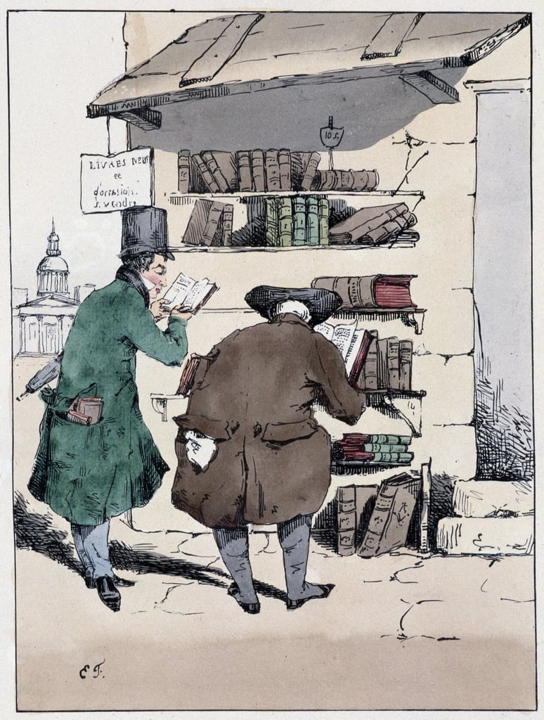 ラテン・クォーターの砂岩通りにある本屋ウジェーヌ・フォレストの 