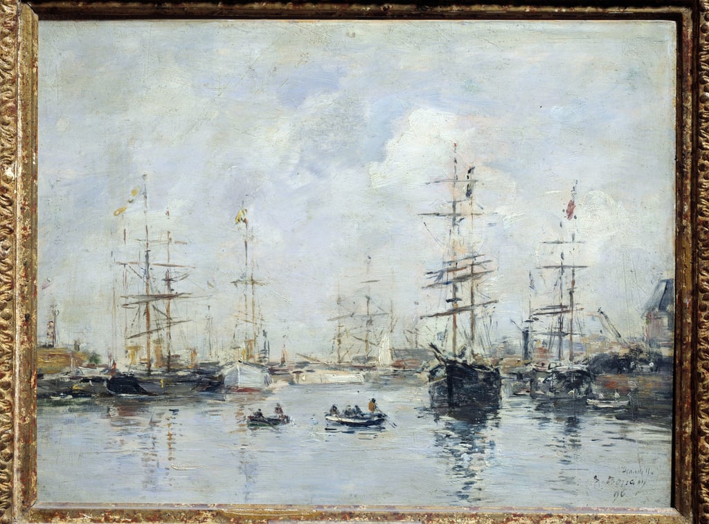 港の帆船、1896年のドーヴィル ウジェーヌ・ルイ・ブダン（18241898）の絵画 1896年 日。0.26 X 0.35 m リヨン