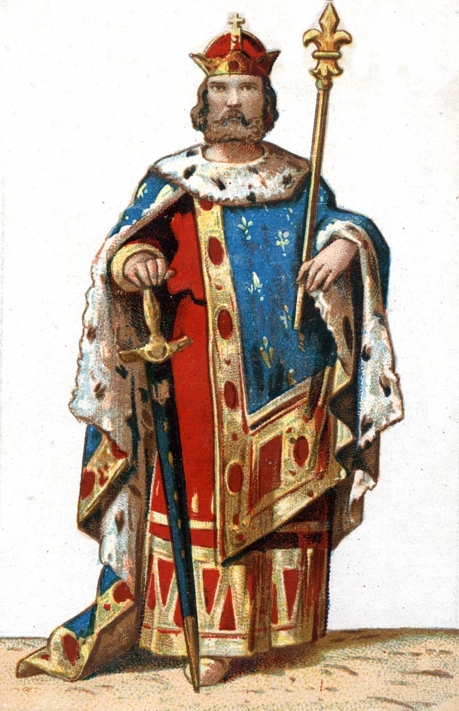 フランス公爵であり、その後フランス王となったユーグ1世カペ（v.941 996）の肖像。19世紀末のクロモリトグラフ。