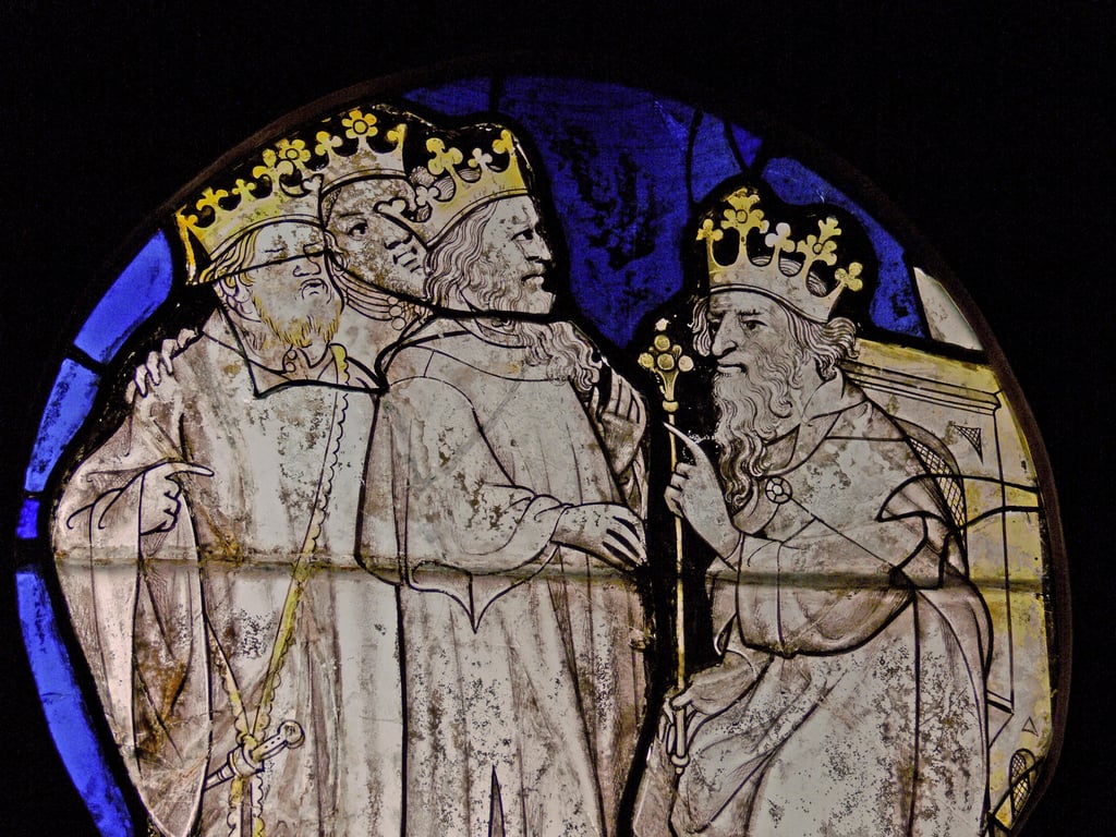 ヘロデの前のマギを描いたウィンドウw72-低国のパネル？                                    アート作品の設定をする