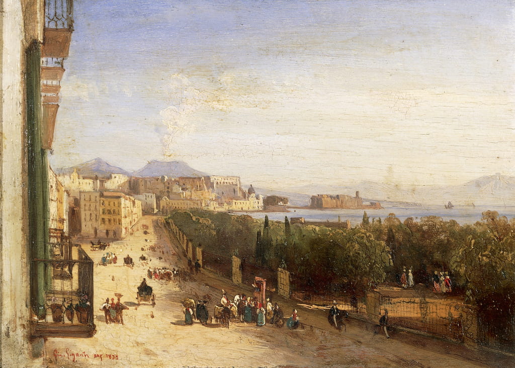 エステルハージ宮殿からの「キアイアのリビエラ」（Riviera di Chiaia                                    アート作品の設定をする