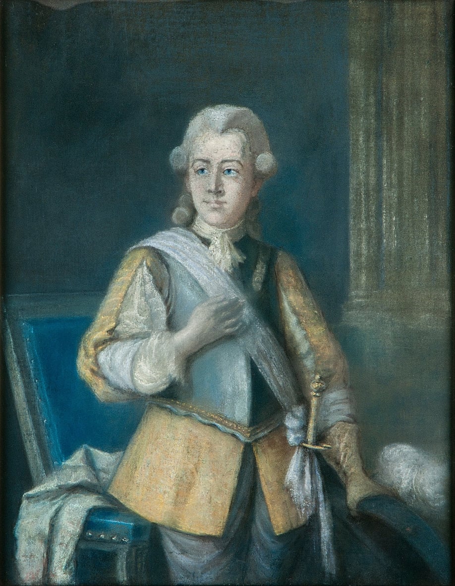 グスタフ3世、スウェーデン国王1772〜 1792年、グスタフアドルフに着想を得たドレス                                    アート作品の設定をする