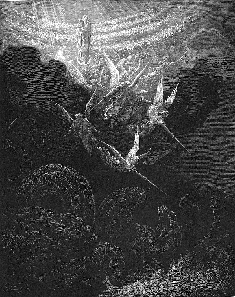 ドラゴンと戦う大天使ミカエルと天使たち、1865～1866年                                    アート作品の設定をする