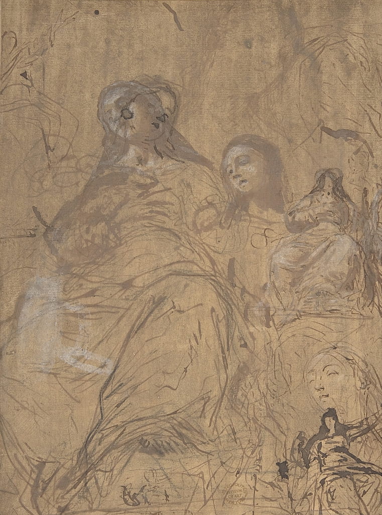 聖母被昇天のための習作、1657-60年。                                    アート作品の設定をする