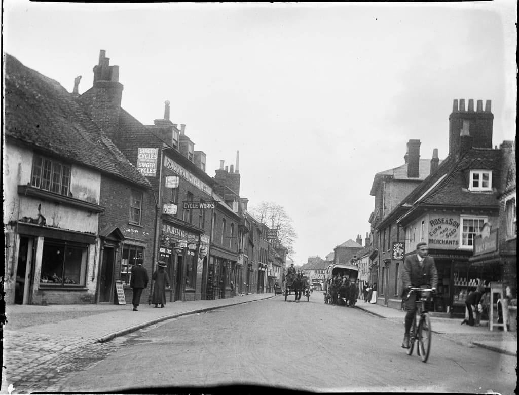 East Street、Farnham、Waverley、Surrey、1909 年 5 月 25 日 (b/w 写真)