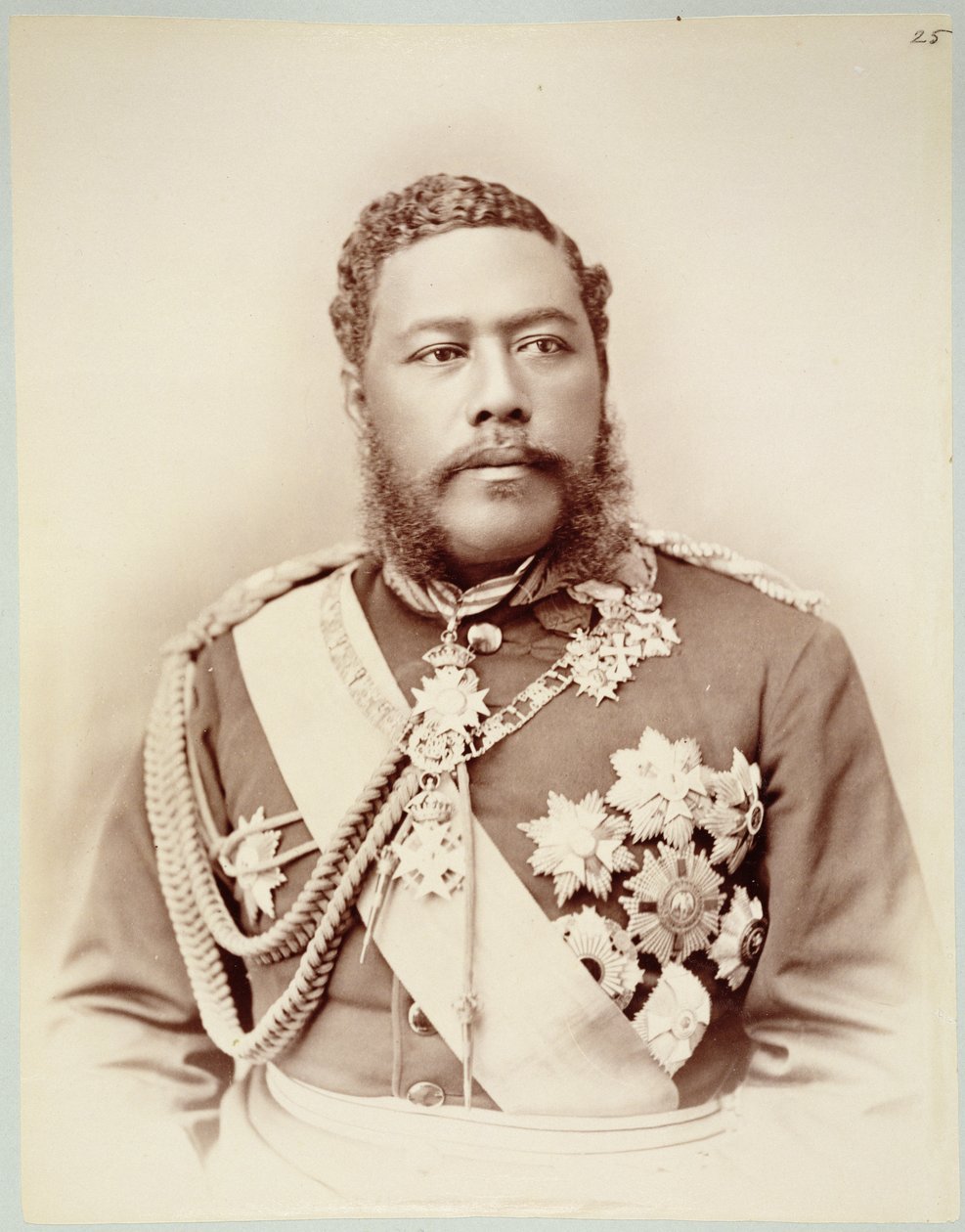 カラカウア王（1836-91）、19世紀後半（セピア写真） 作： 不明