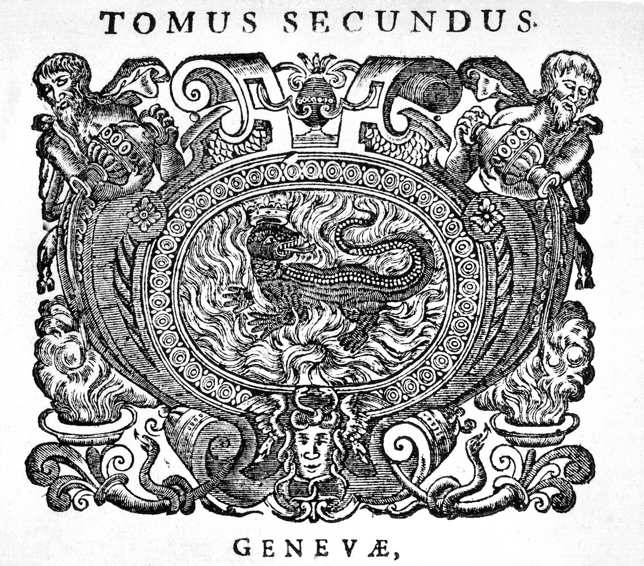 Bibliotheca chemica curiosa、1702のタイトルページにある木版デバイス 作： 不明