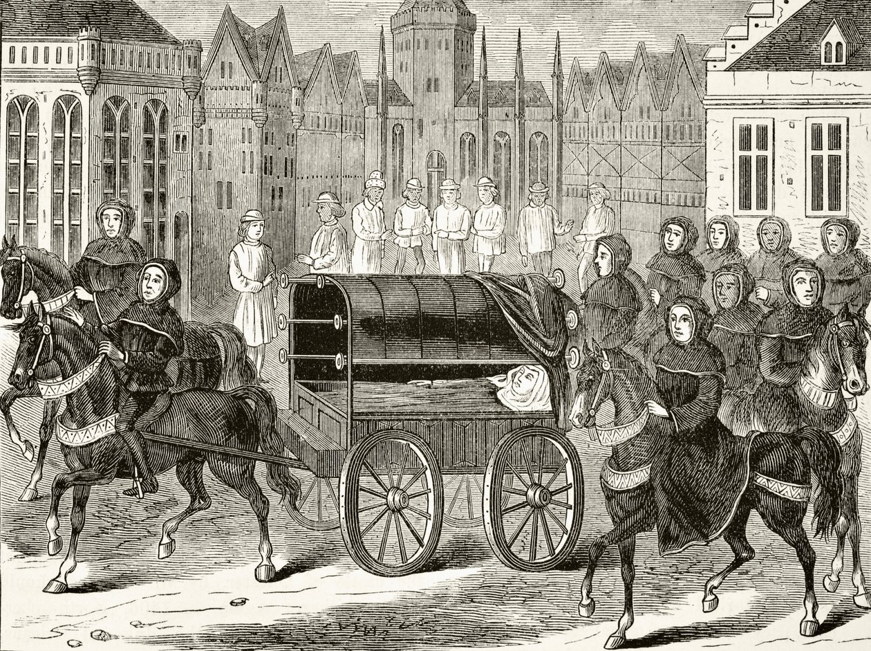 1400年のイギリス国王リチャード2世の葬儀行列、ウィリアムヒックマンスミスオーブリー（1858〜1916年）による「イギリスの国民および国内史」からロンドン、1890年頃 作： 英語学校