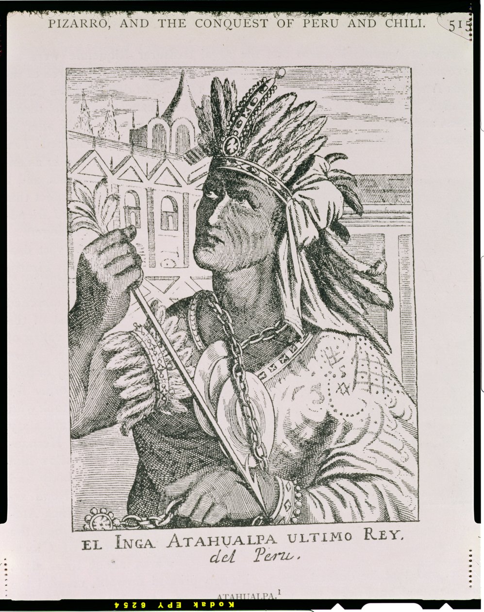 ジャスティンウィンザーによって編集された「ナラティブアンドクリティカルヒストリーオブアメリカ」（1886年、ロンドン）の最後のインカ族首席アタワルパの肖像画（彫刻） 作： 英語学校