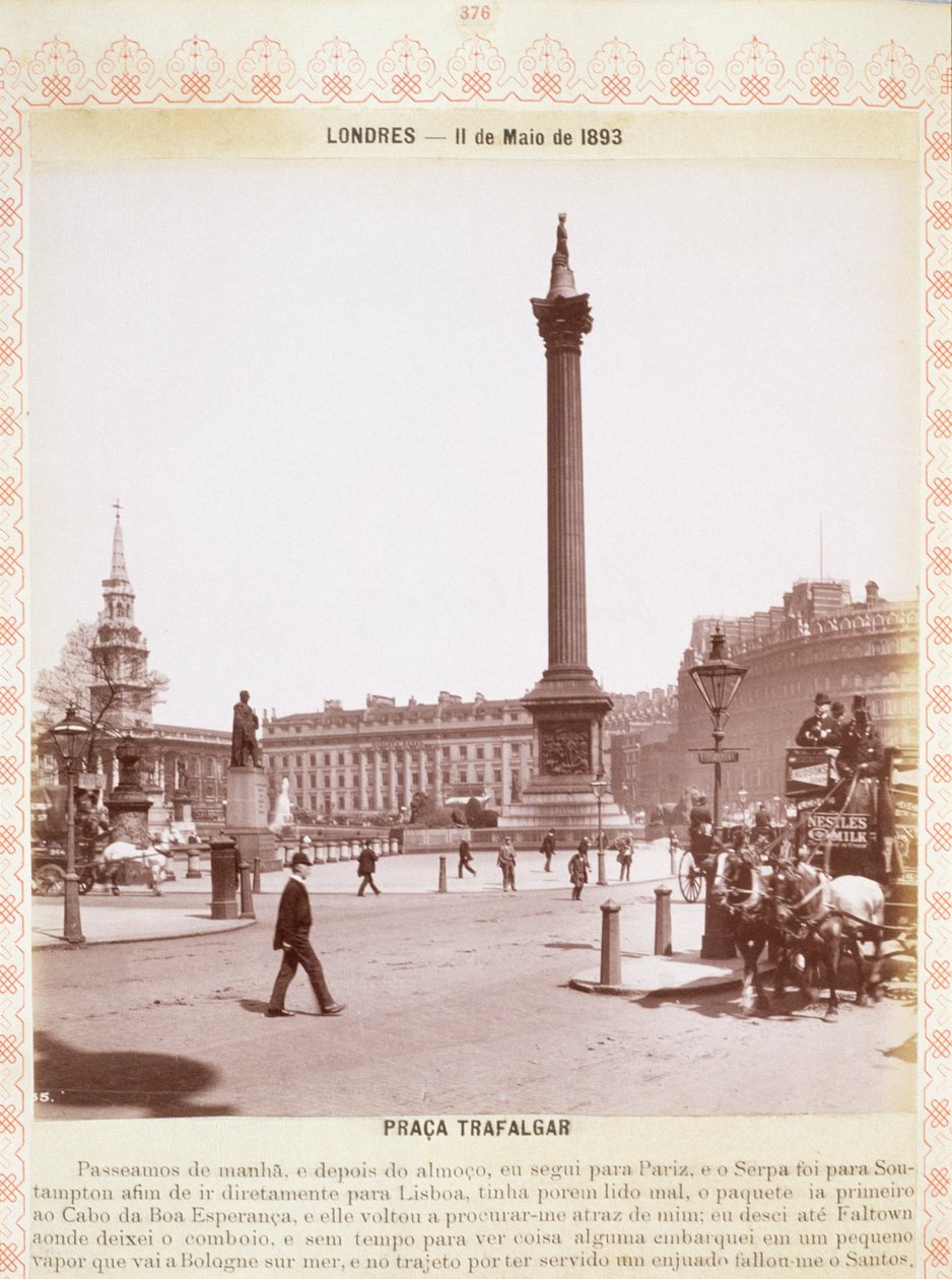 ネルソンの柱、トラファルガー広場、1893年 作： 英語の写真家