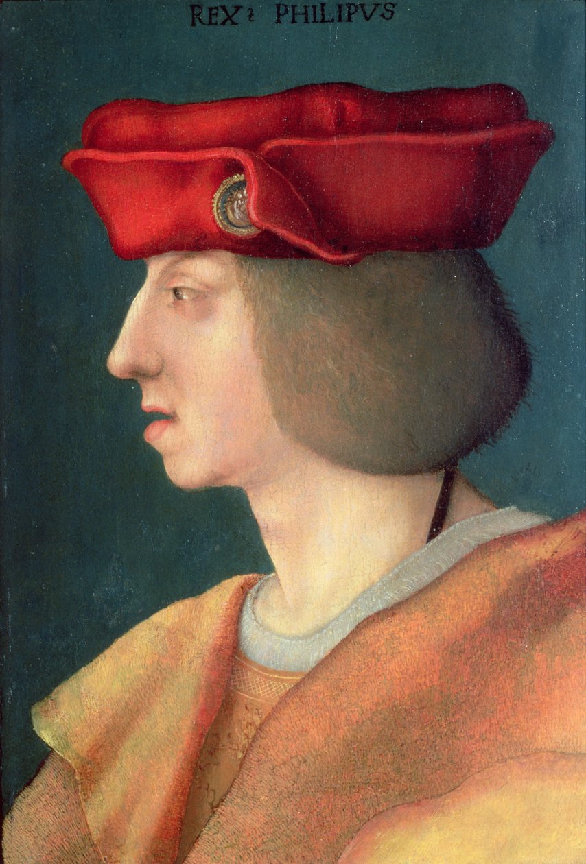 スペインのフィリップ1世「ハンサム」（1478〜1506年）：マクシミリアン1世（1459〜1519年）の息子、ブルゴーニュのマリア（1457〜82年）、カスティーリャのジョアンナ（1479〜1555年）の夫（パネル） 作： ドイツ語学校